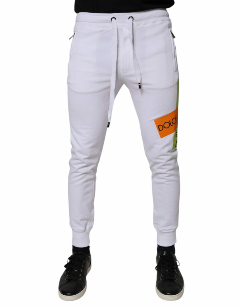 Dolce & Gabbana White Cotton Logo Jogger Pants - Image 2