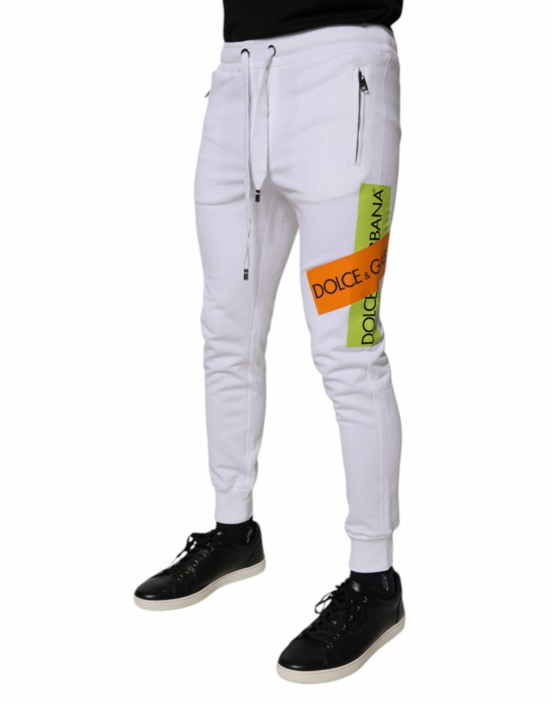 Dolce & Gabbana White Cotton Logo Jogger Pants - Image 3