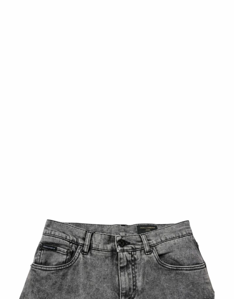 Dolce & Gabbana Dark Gray Washed Cotton Slim Fit Denim Jeans - Image 5
