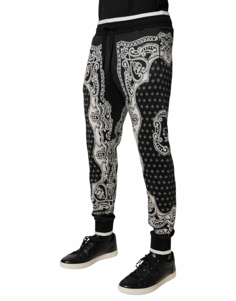 Dolce & Gabbana Black Bandana Cotton Jogger Pants - Image 3