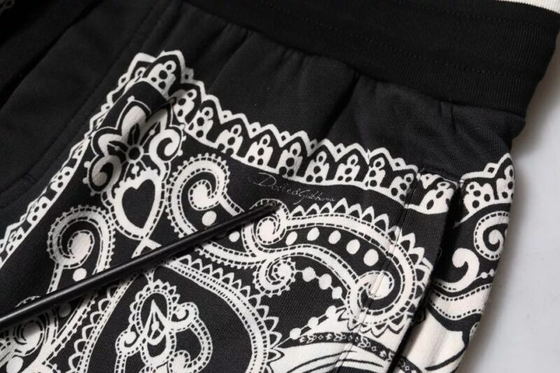 Dolce & Gabbana Black Bandana Cotton Jogger Pants - Image 6
