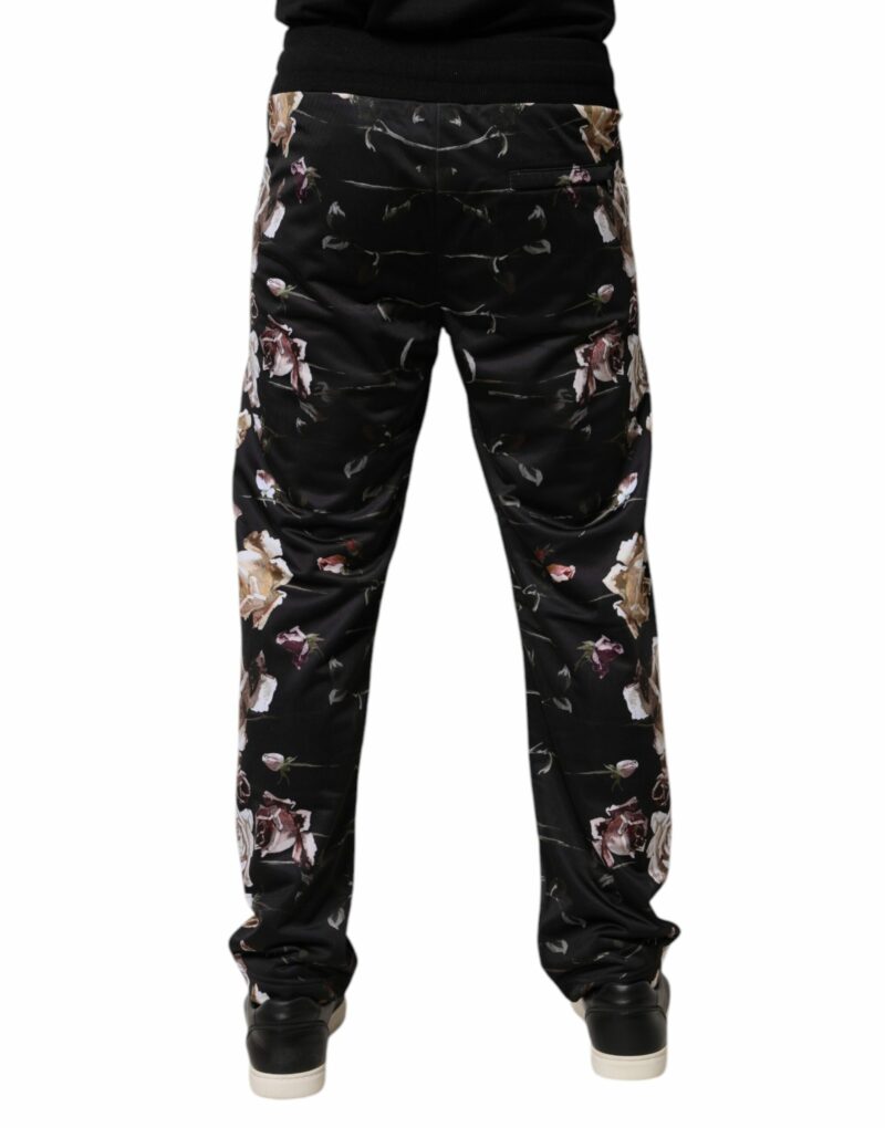Dolce & Gabbana Black Floral Polyester Jogger Pants - Image 4