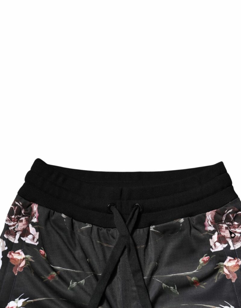 Dolce & Gabbana Black Floral Polyester Jogger Pants - Image 5