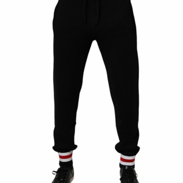 Dolce & Gabbana Black Wool Mid Waist Jogger Sweatpants Pants