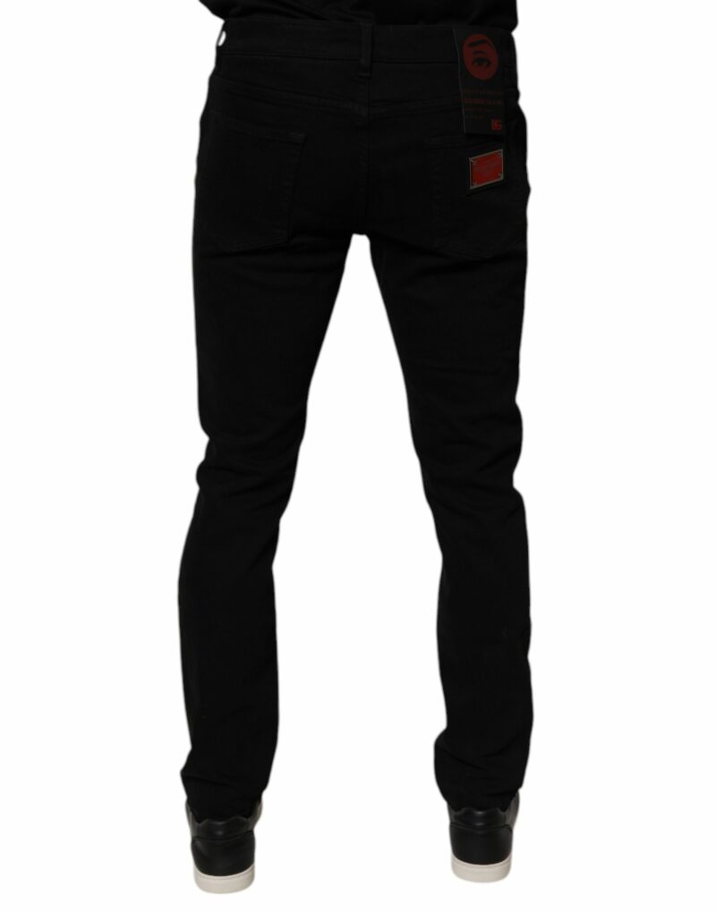 Dolce & Gabbana Black Tattered Cotton Skinny Men Denim Jeans - Image 4