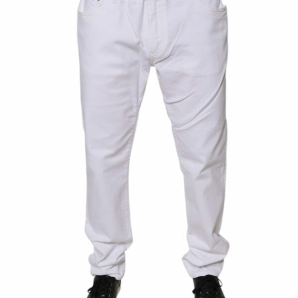 Dolce & Gabbana White Cotton Stretch Skinny Men Denim Jeans