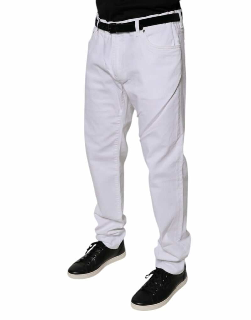 Dolce & Gabbana White Cotton Stretch Skinny Men Denim Jeans - Image 3