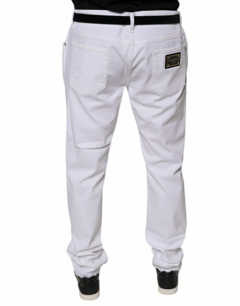 Dolce & Gabbana White Cotton Stretch Skinny Men Denim Jeans - Image 4