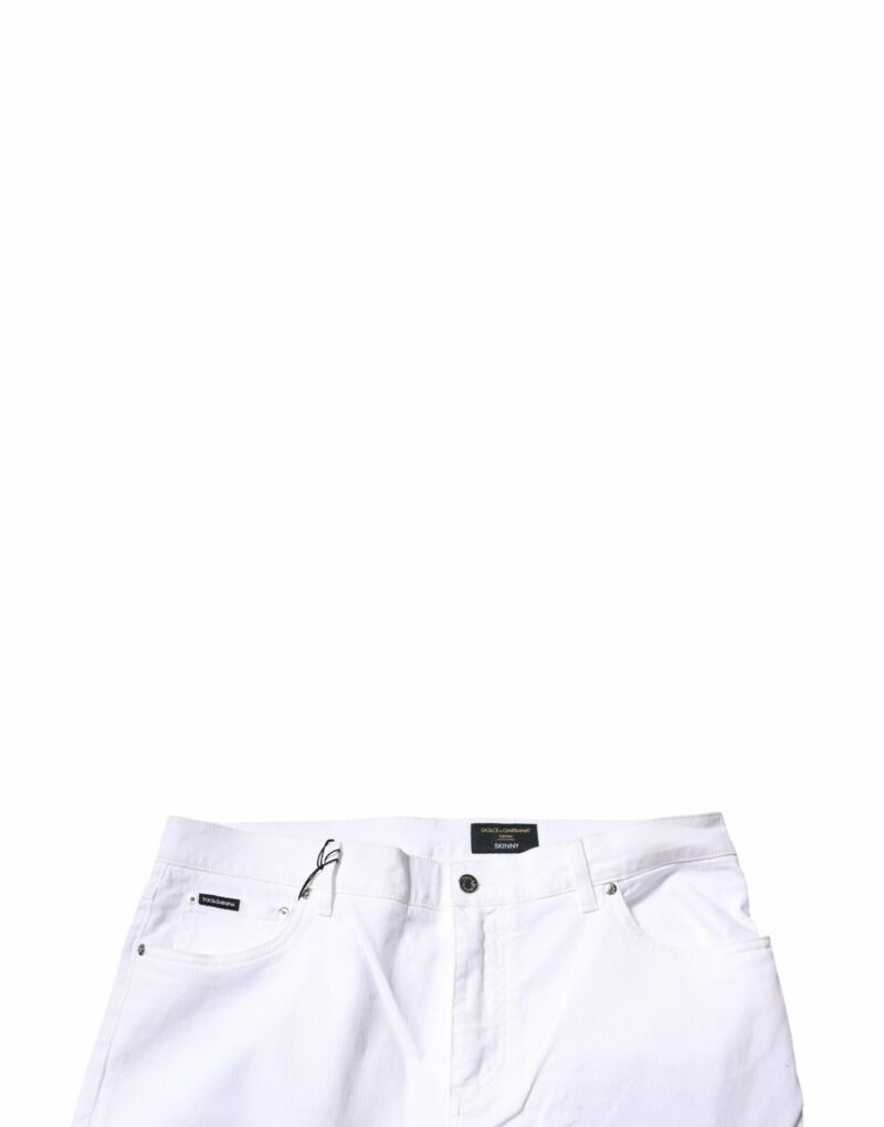 Dolce & Gabbana White Cotton Stretch Skinny Men Denim Jeans - Image 5