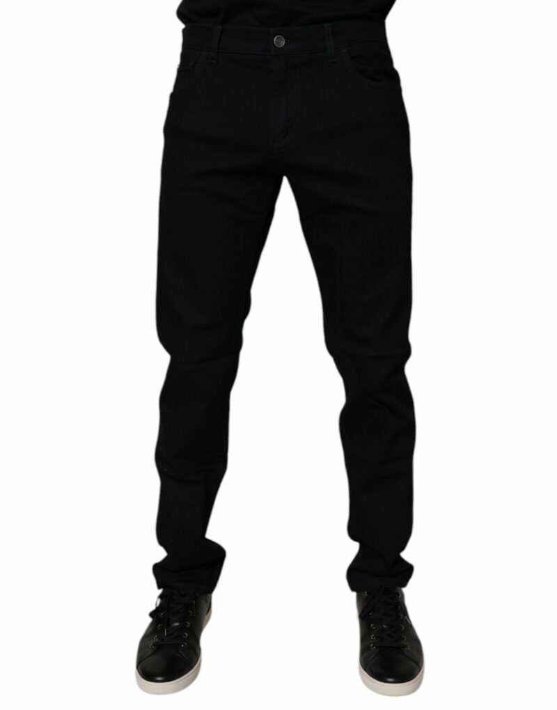 Dolce & Gabbana Black Cotton Stretch Slim Fit Men Denim Jeans - Image 2