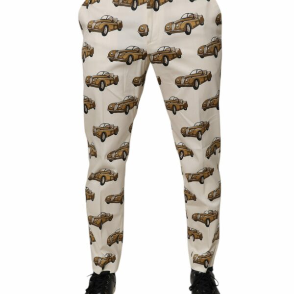 Dolce & Gabbana Off White Cars Cotton Skinny Men Denim Jeans