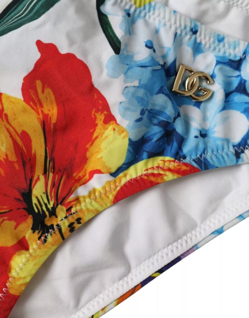 Dolce & Gabbana White Floral Print Swimsuit Bikini Bottom Swimwear - Image 3