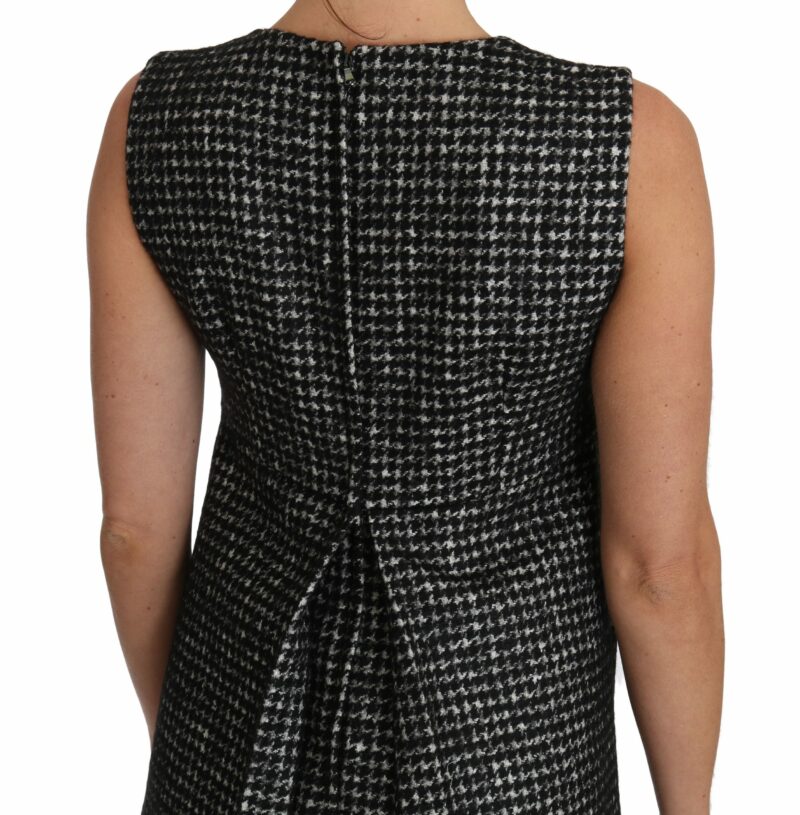 Dolce & Gabbana Elegant Gray Mini A-Line Dress with Purple Tulip - Image 3