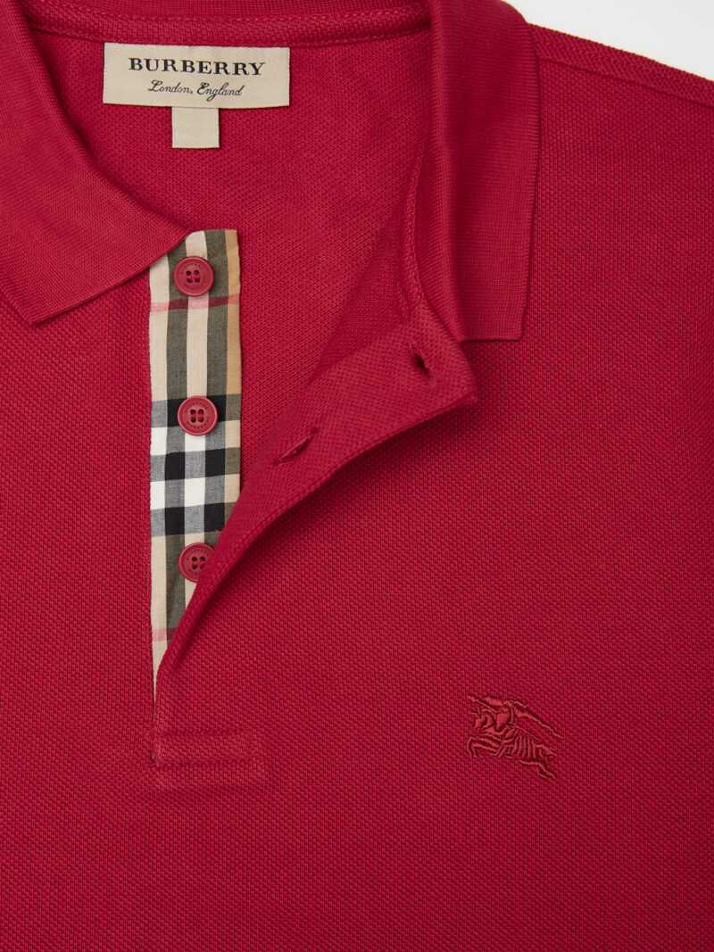 Burberry Red Cotton Collared Polo Shirt - Image 2