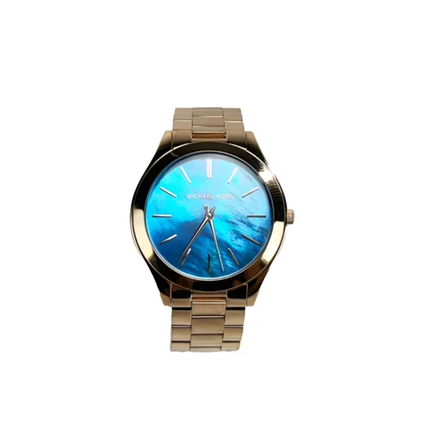 Michael Kors Slim Runway Stainless Steel Watch MK3494 Ocean Blue Gold