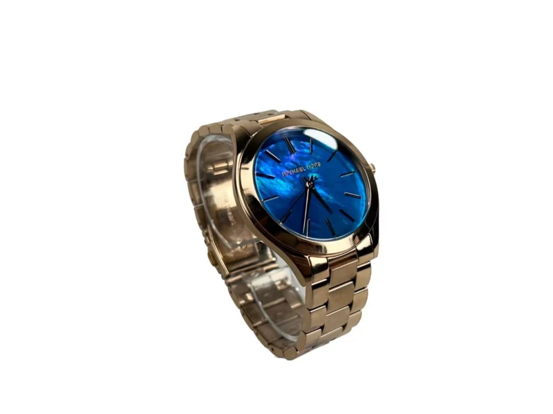 Michael Kors Slim Runway Stainless Steel Watch MK3494 Ocean Blue Gold - Image 2