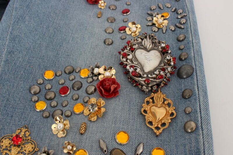 Dolce & Gabbana Enchanted Sicily Crystal Heart Boyfriend Jeans - Image 8