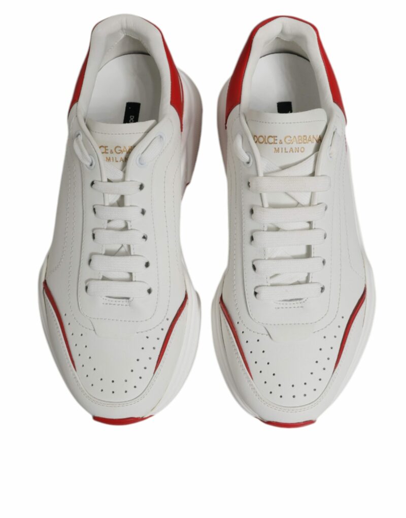 Dolce & Gabbana White Red Leather Daymaster Men Sneakers Shoes - Image 3