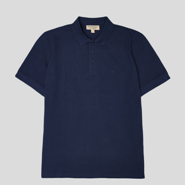 Burberry Navy Blue Cotton Collared Polo Shirt