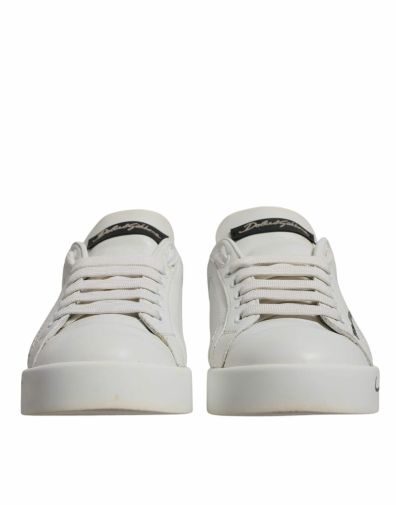 Dolce & Gabbana White Blue Logo Portofino Sneakers Shoes - Image 2
