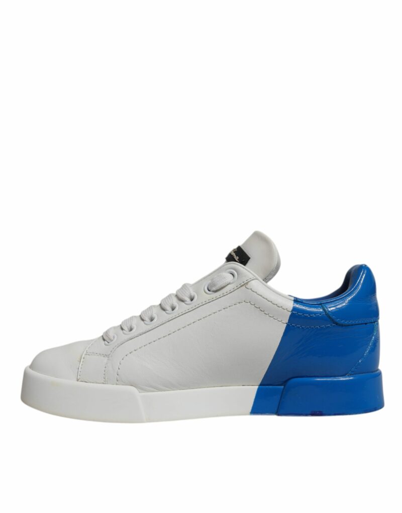 Dolce & Gabbana White Blue Logo Portofino Sneakers Shoes - Image 5