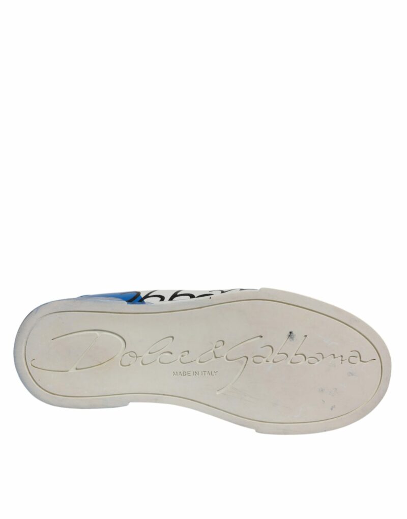 Dolce & Gabbana White Blue Logo Portofino Sneakers Shoes - Image 7
