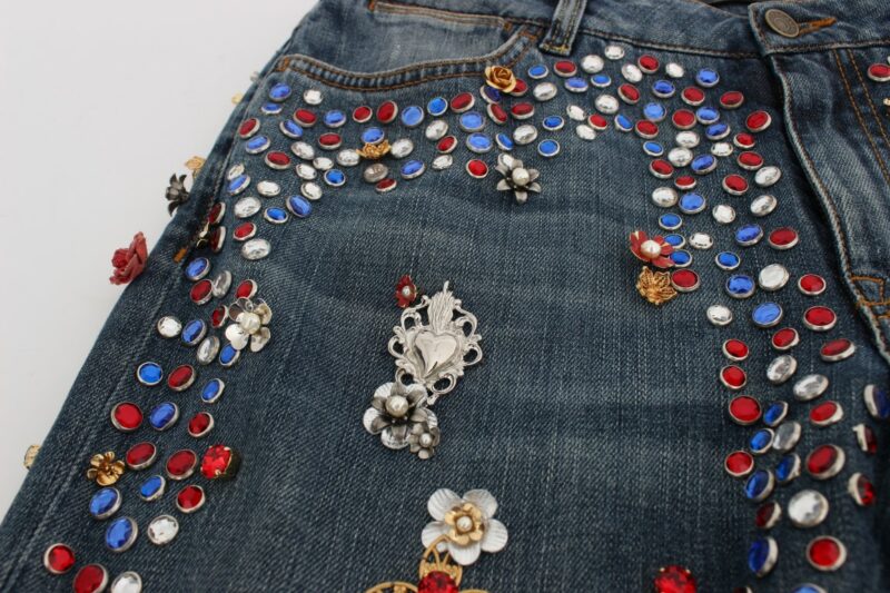 Dolce & Gabbana Enchanted Sicily Crystal Heart Boyfriend Jeans - Image 8