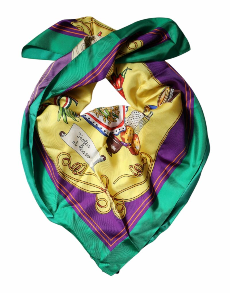 Dolce & Gabbana Multicolor Printed Silk Square Wrap Scarf - Image 4