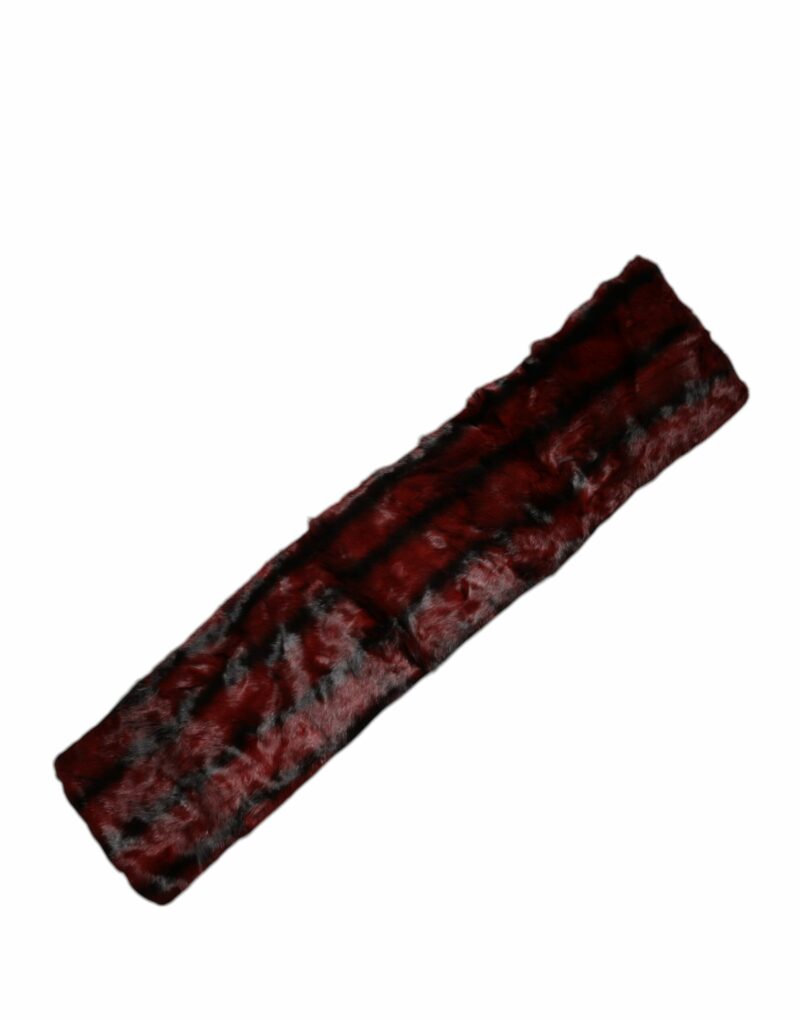 Dolce & Gabbana Black Red Stripe Fur Shawl Neck Wrap Scarf - Image 2