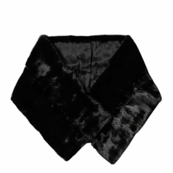 Dolce & Gabbana Black Fur Shawl Neck Wrap Cover Collar Scarf