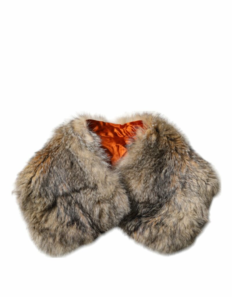 Dolce & Gabbana Brown Fur Shoulder Collar Neck Wrap Scarf - Image 4