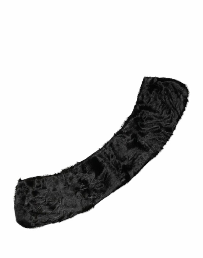 Dolce & Gabbana Black Lamb Fur Collar Women Neck Wrap Scarf - Image 2