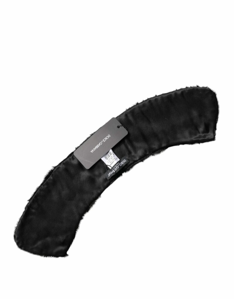 Dolce & Gabbana Black Lamb Fur Collar Women Neck Wrap Scarf - Image 3