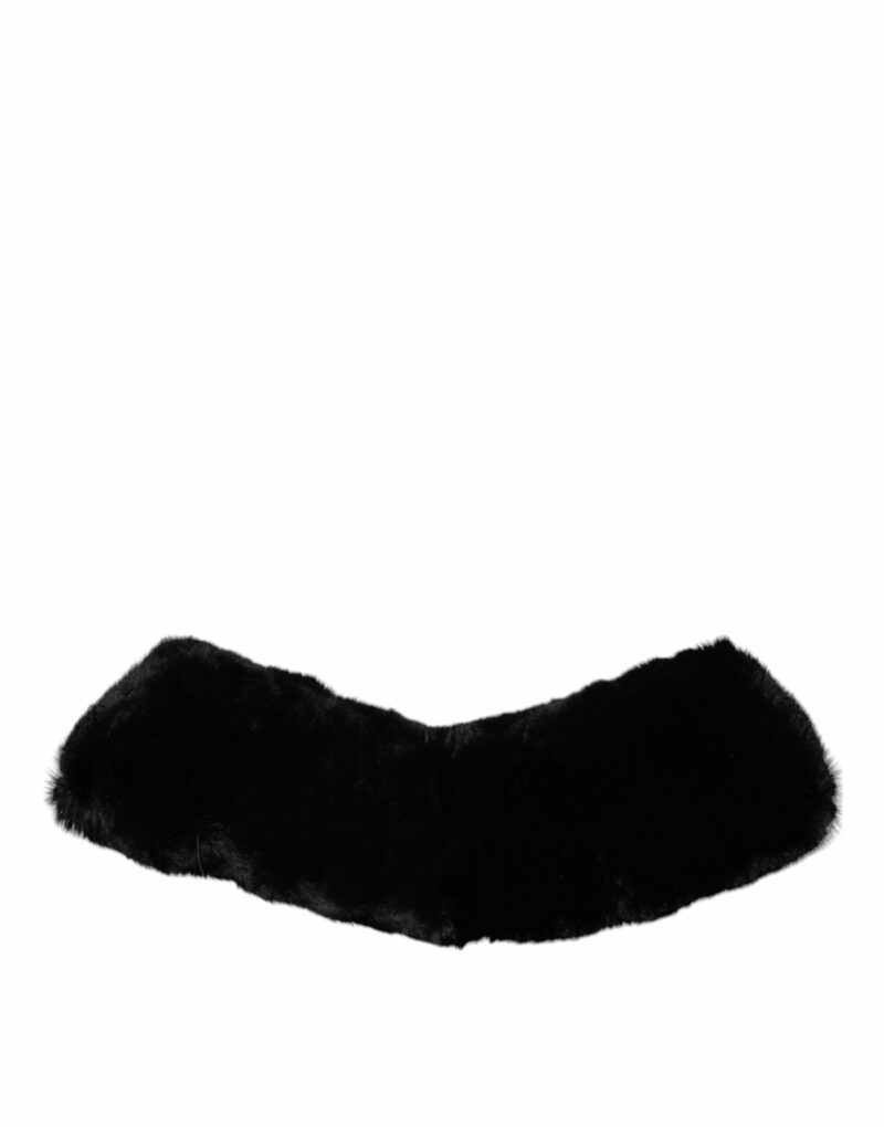 Dolce & Gabbana Black Lamb Fur Collar Women Neck Wrap Scarf - Image 2