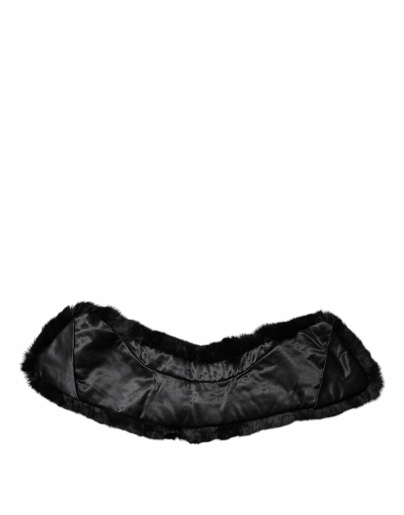 Dolce & Gabbana Black Lamb Fur Collar Women Neck Wrap Scarf - Image 3