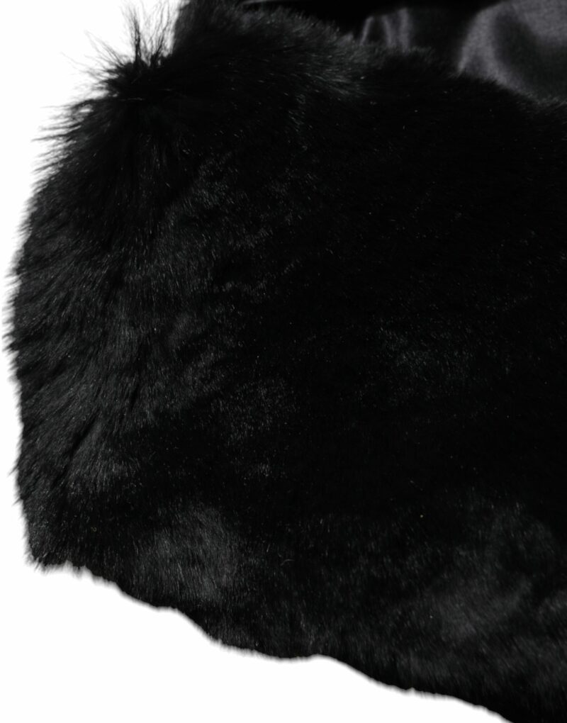 Dolce & Gabbana Black Lamb Fur Collar Women Neck Wrap Scarf - Image 4