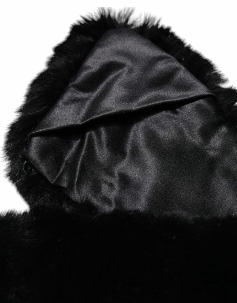 Dolce & Gabbana Black Lamb Fur Collar Women Neck Wrap Scarf - Image 5