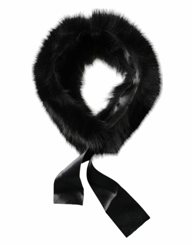 Dolce & Gabbana Black Fur Shoulder Collar Wrap Shawl Scarf - Image 3