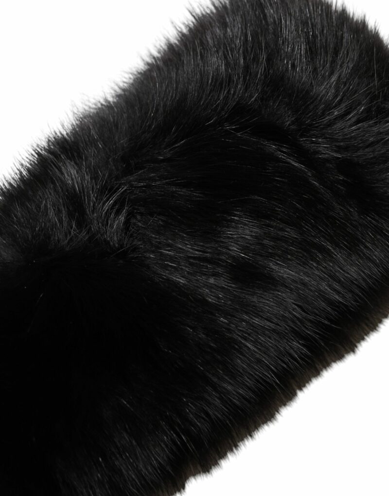 Dolce & Gabbana Black Fur Shoulder Collar Wrap Shawl Scarf - Image 4