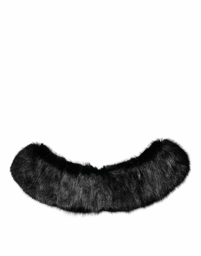 Dolce & Gabbana Black Fur Shawl Neck Wrap Cover Collar Scarf - Image 2