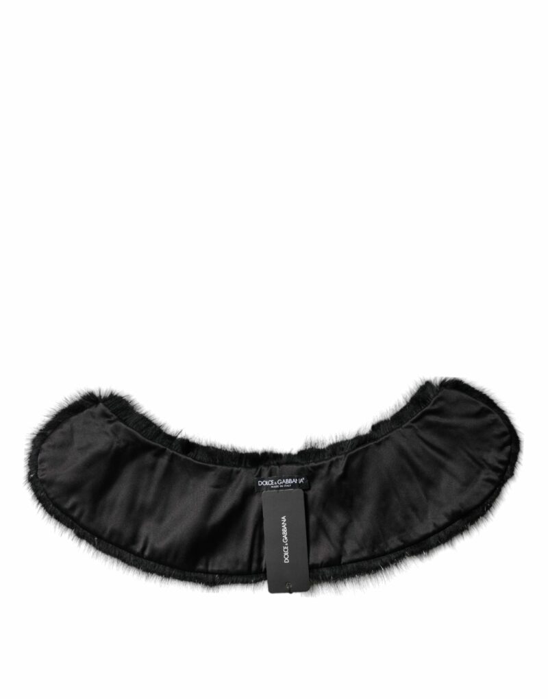 Dolce & Gabbana Black Fur Shawl Neck Wrap Cover Collar Scarf - Image 3
