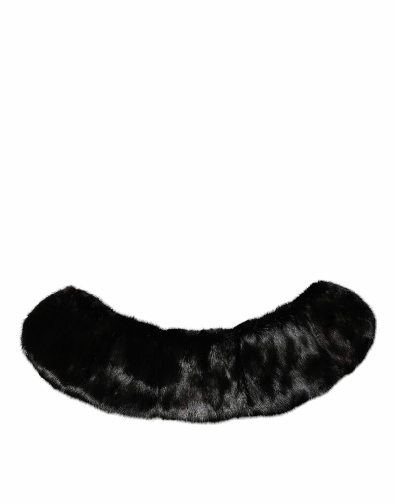 Dolce & Gabbana Black Fur Shawl Neck Wrap Cover Collar Scarf - Image 2