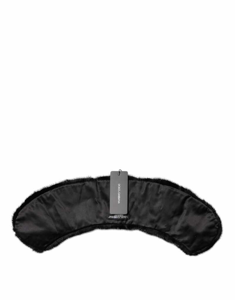 Dolce & Gabbana Black Fur Shawl Neck Wrap Cover Collar Scarf - Image 3