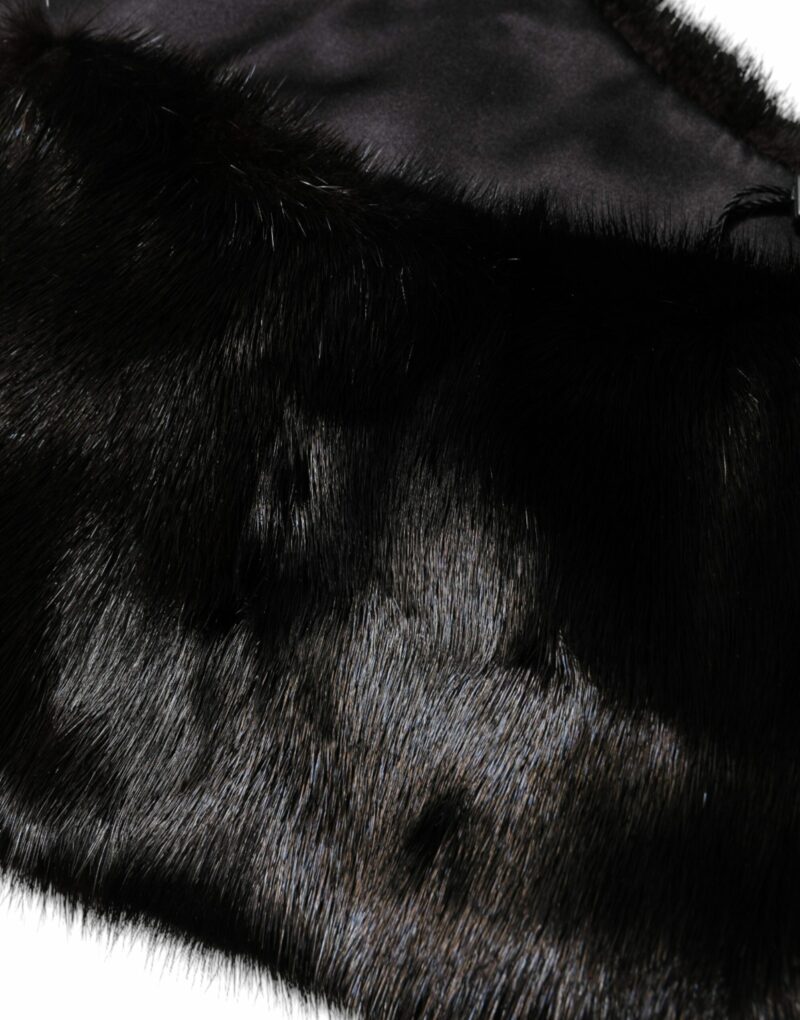 Dolce & Gabbana Black Fur Shawl Neck Wrap Cover Collar Scarf - Image 4