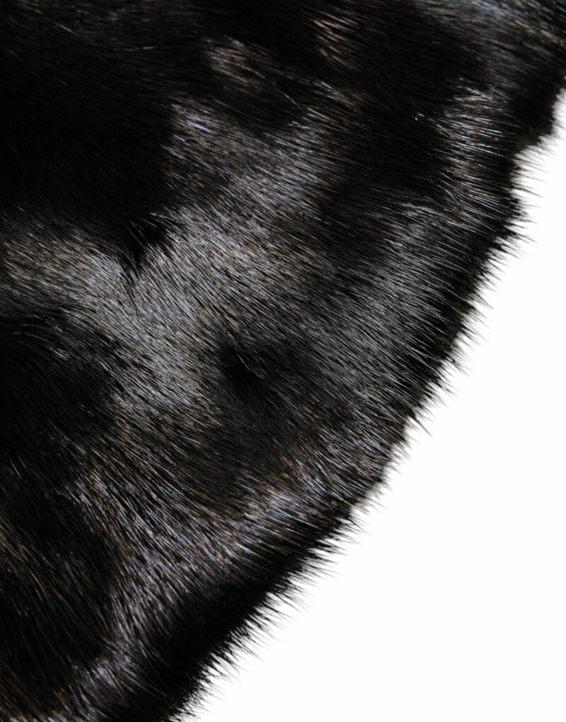 Dolce & Gabbana Black Fur Shawl Neck Wrap Cover Collar Scarf - Image 5