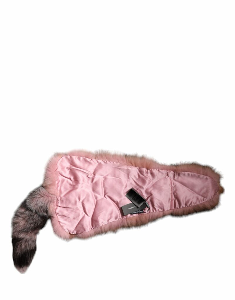 Dolce & Gabbana Pink Frost Fox Fur Neck Warmer Winter Scarf - Image 3