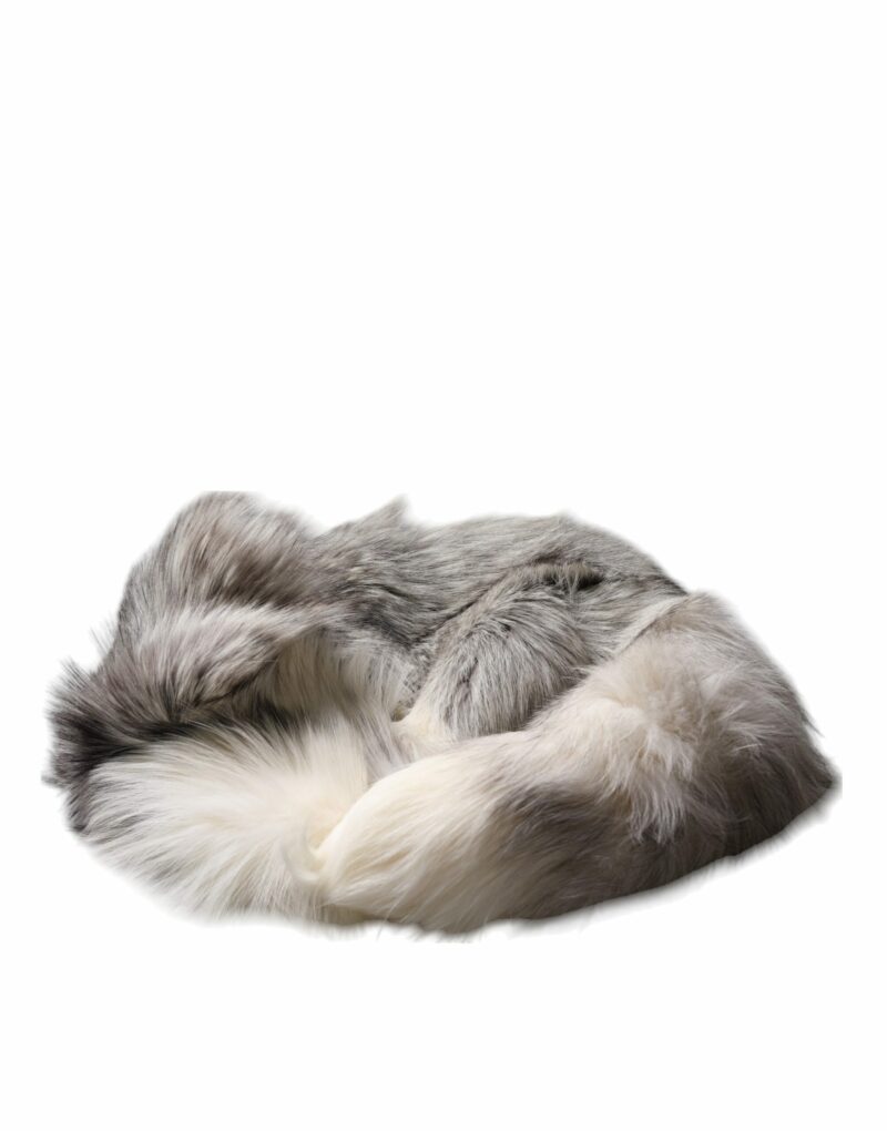 Dolce & Gabbana White Fox Fur Neck Wrap Warmer Winter Scarf - Image 4