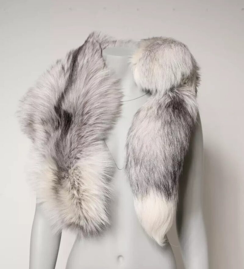 Dolce & Gabbana White Fox Fur Neck Wrap Warmer Winter Scarf - Image 6