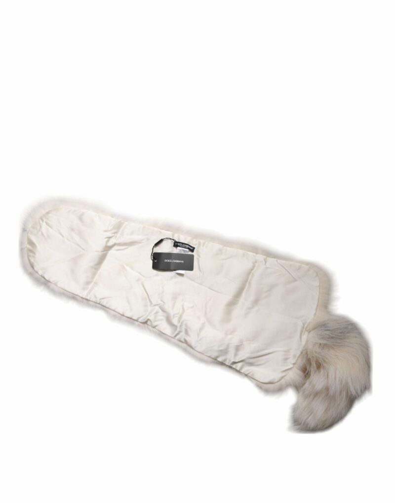 Dolce & Gabbana White Fox Fur Neck Wrap Warmer Winter Scarf - Image 4