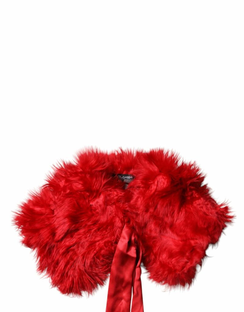 Dolce & Gabbana Red Alpaca Fur Women Neck Warmer Winter Scarf - Image 3